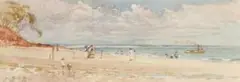 Beach Scene by Walter Withers, watercolour on paper, offered Nov 2011