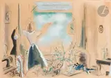 Intérieur à la cage aux oiseaux, Tour Eiffel by André Dignimont, Encre, mine de plomb et gouache, sold Jun 2024