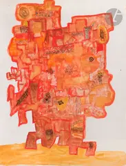 Composition by Jacques Soisson, Gouache et encre, sold Jun 2024