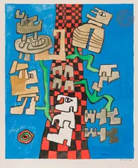 Les Bâtisseurs by Jacques Soisson, 1979, Gouache, sold Jun 2024