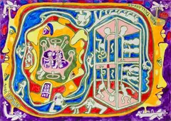 Tête bicéphale et personnages by Yvon Taillandier, Gouache, sold Jun 2024