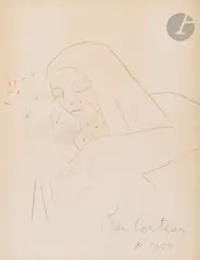 Patmos by Jean Cocteau, 1955, Crayon, sold Jun 2024