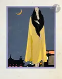 Élégante devant le Palais Garnier by Léon Benigni, Gouache sur traits de crayon, sold Jun 2024