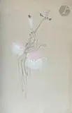 Danseuse à l'ombrelle by Charles Carl Gesmar, Gouache sur traits de crayon et rehauts argentés, sold Jun 2024