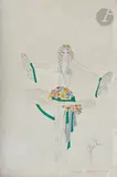 La Robe chapeau by Charles Carl Gesmar, Aquarelle sur traits de crayon et rehauts argentés, sold Jun 2024
