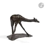 Girafe buvant, le modèle conçu vers [1907], notre by Rembrandt Bugatti, Épreuve en bronze à patine brun nuancé, sold May 2024