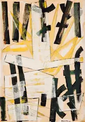 Composition n° 331 by Jean-Jacques Deyrolle, 1962, Gouache sur papier contrecollé sur toile, sold May 2024