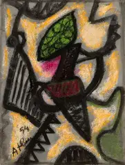 Composition by Jean-Michel Atlan, 1954, Pastel sur papier fort, sold May 2024