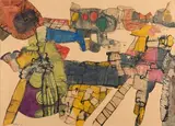 Ramblas de las flores by Maurice Estève, 1968, Encre, aquarelle et collage de papier journaux, sold May 2024