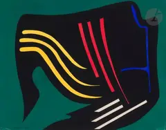 Composition by Geneviève Claisse, 1955, Gouache, sold May 2024