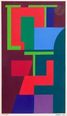 Procès by Geneviève Claisse, 1959, Gouache, sold May 2024
