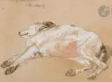Chienne, 4 mai 1845 by Teofil Kwiatkowski, Gouache sur traits de crayon, sold May 2024