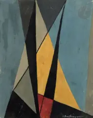 Composition by Zygmunt Dobrzycki, Gouache sur papier, sold May 2024