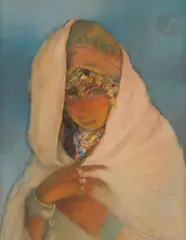 Portrait biblique by Abel Pfeffermann Pann, Pastel, sold May 2024