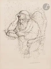 Rabbin à l’étude by Marek Rudnicki, Lithographie, sold May 2024