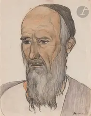 Vieil homme juif by André Suréda, 1920, Crayon et mine de plomb, sold May 2024