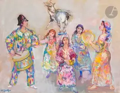 La Chèvre savante by Walter Spitzer, Gouache sur papier, sold May 2024