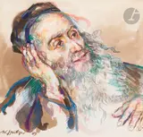Le Juif penseur by Walter Spitzer, 1989, Aquarelle et pastel, sold May 2024