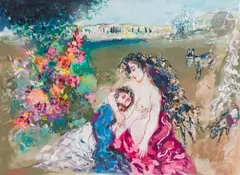 Je suis à mon bien aimé et mon bien aimé est à moi by Walter Spitzer, 1991, Gouache sur papier, sold May 2024