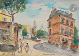 Rue Ravignan by Élisée Maclet, Aquarelle et encre, sold Apr 2024