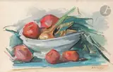 Nature morte aux oignons et tomates by Serge Fotinsky, Gouache, sold Apr 2024