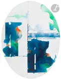 Composition by Paul Kallos, 1984, Acrylique sur collage de toiles montées sur toile ovale, sold Apr 2024
