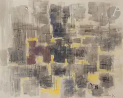 Composition by Paul Kallos, 1953, Encre, lavis d’encre et aquarelle, sold Apr 2024