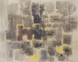 Composition by Paul Kallos, 1953, Encre, lavis d’encre et aquarelle, sold Apr 2024