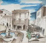 La Place by Henry de Waroquier, Aquarelle, sold Apr 2024