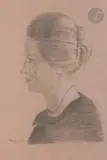 Étude pour le portrait de Marguerite Lang by Yannis Tsarouchis, 1974, Crayon noir et pierre blanche sur papier, sold Apr 2024