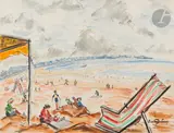 La Plage by Suzanne Duchamp, Aquarelle, sold Apr 2024