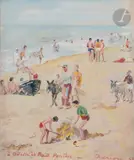 La Plage by Lucien Adrion, 1949, Gouache, sold Apr 2024