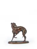Levrette jouant à la boule (Jiji) by Pierre-Jules Mêne, Bronze à patine brune, sold Dec 2019