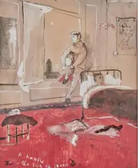 La Chambre du Tour de France by Christian Bérard, Gouache, aquarelle et lavis sur papier, sold Nov 2019