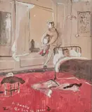 La Chambre du Tour de France by Christian Bérard, Gouache, aquarelle et lavis sur papier, sold Nov 2019