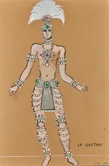 Le Sultan by Yves Saint Laurent, 1972, Gouache sur papier brun, sold Nov 2019
