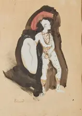 Projet de costume pour le soldat de la Machine Infernale de Jean Cocteau by Christian Bérard, 1934, Aquarelle et gouache sur papier, sold Nov 2019