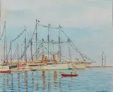 Voiliers pavoisés by Tony Minartz, Aquarelle, sold Nov 2019