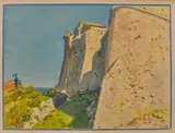 Château fortifié en bord de mer by Tony Minartz, Aquarelle, sold Nov 2019