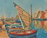 Tartanes au port by Tony Minartz, Aquarelle, sold Nov 2019