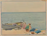 Baigneuses près d'une barque by Tony Minartz, Aquarelle, sold Nov 2019