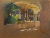 Le Cloître by Julius Rolshoven, 1905, Pastel, sold Oct 2019