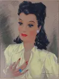 Portrait d'une élégante by Pierre de Clausade, Aquarelle et gouache, sold Oct 2019