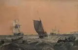 Marine by François Louis Thomas Francia, Aquarelle sur papier, sold Oct 2019