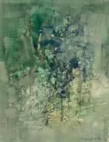 Sans titre, fond vert by Zao Wou-ki, 1958, Aquarelle et encre, sold Jun 2017