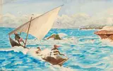 (nos 29 à 89) Voile blanche à l'île Moucha by Henry de Monfreid, 1936, Aquarelle, sold Mar 2017