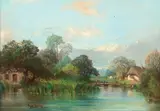 Lavandières près de la chaumière by Camille Flers, 1842, Pastel, sold Dec 2016