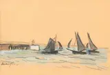 Voiliers à la sortie du port by Maxime Maufra, Gouache sur traits de crayon, sold Dec 2016