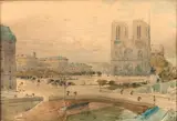 Notre-Dame by René Leverd, Aquarelle, sold Dec 2016