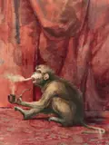 Le singe fumeur de pipe by Charles Léon Méry, Aquarelle, sold Dec 2016